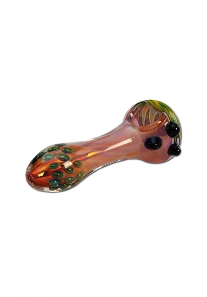 GLASS HAND PIPE COLOURED WITH DOTS AND LINES