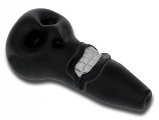 HANDPIPE GLASS FROSTED BLACK SCARY FACE
